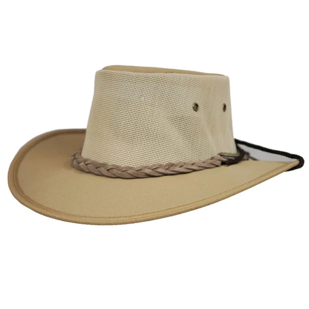 Barmah Canvas Drover Khaki Mesh Airflow Hat